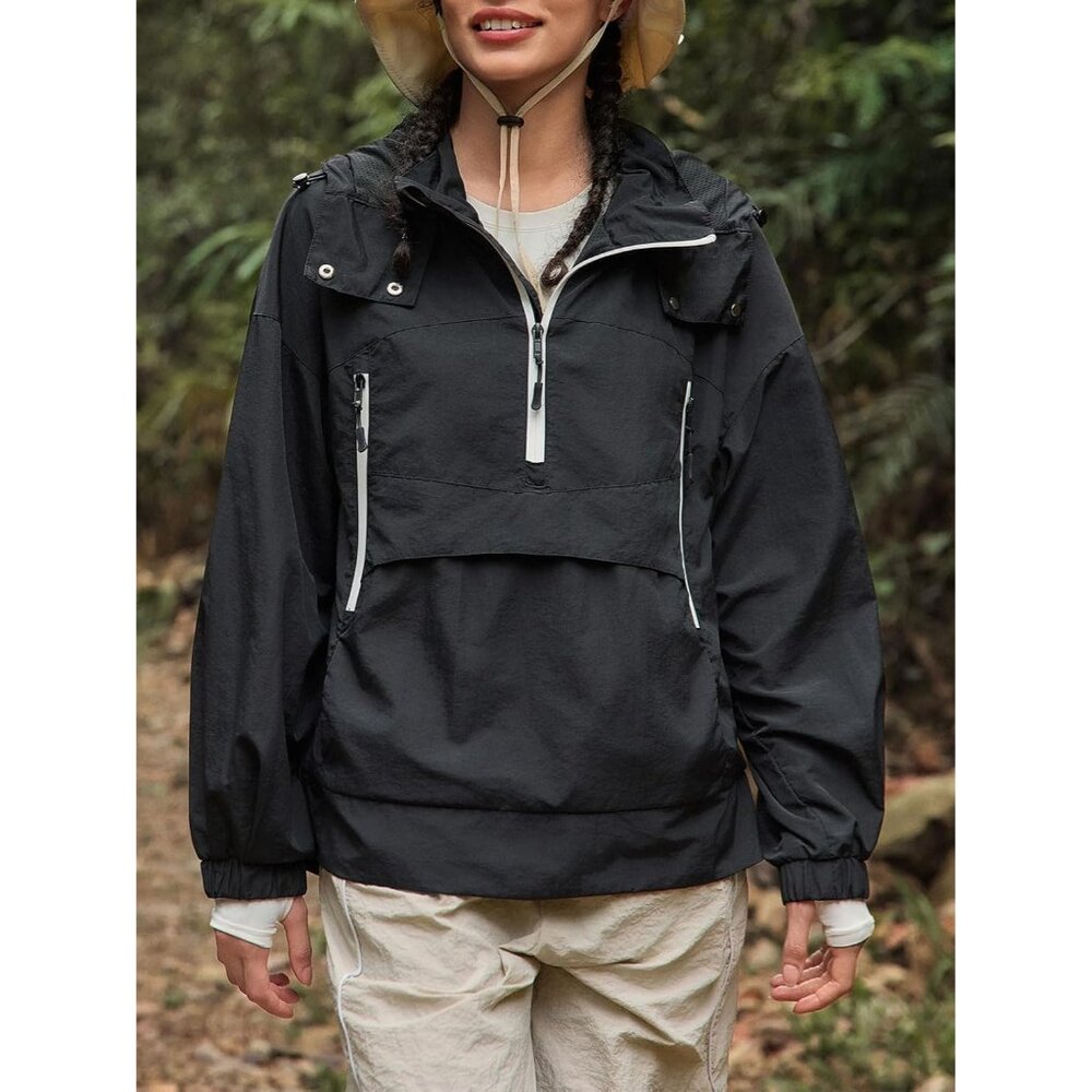 Women's Lined Waterproof Pullover Rain Jacket wit… - image 4